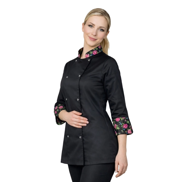 Bluza kucharska damska czarna rekaw 3/4 wzór W1 roz. L